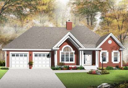 2 Bed, 1 Bath, 1185 Square Foot House Plan - #034-00977