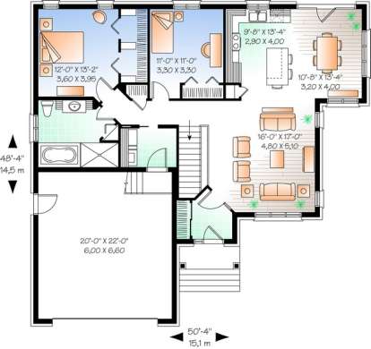 Floorplan 1 for House Plan #034-00979