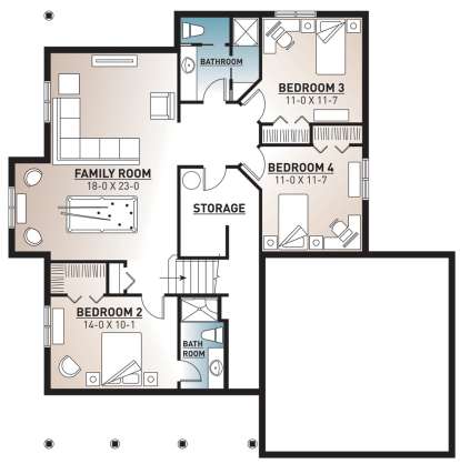 Basement for House Plan #034-00980