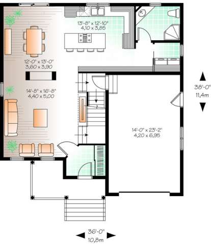 Floorplan 1 for House Plan #034-00983