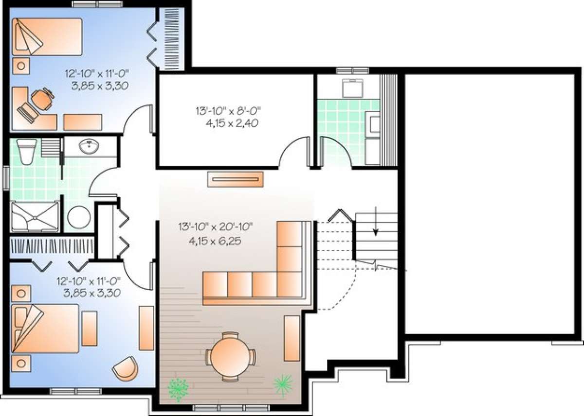 Basement Floor Plan for House Plan #034-00985