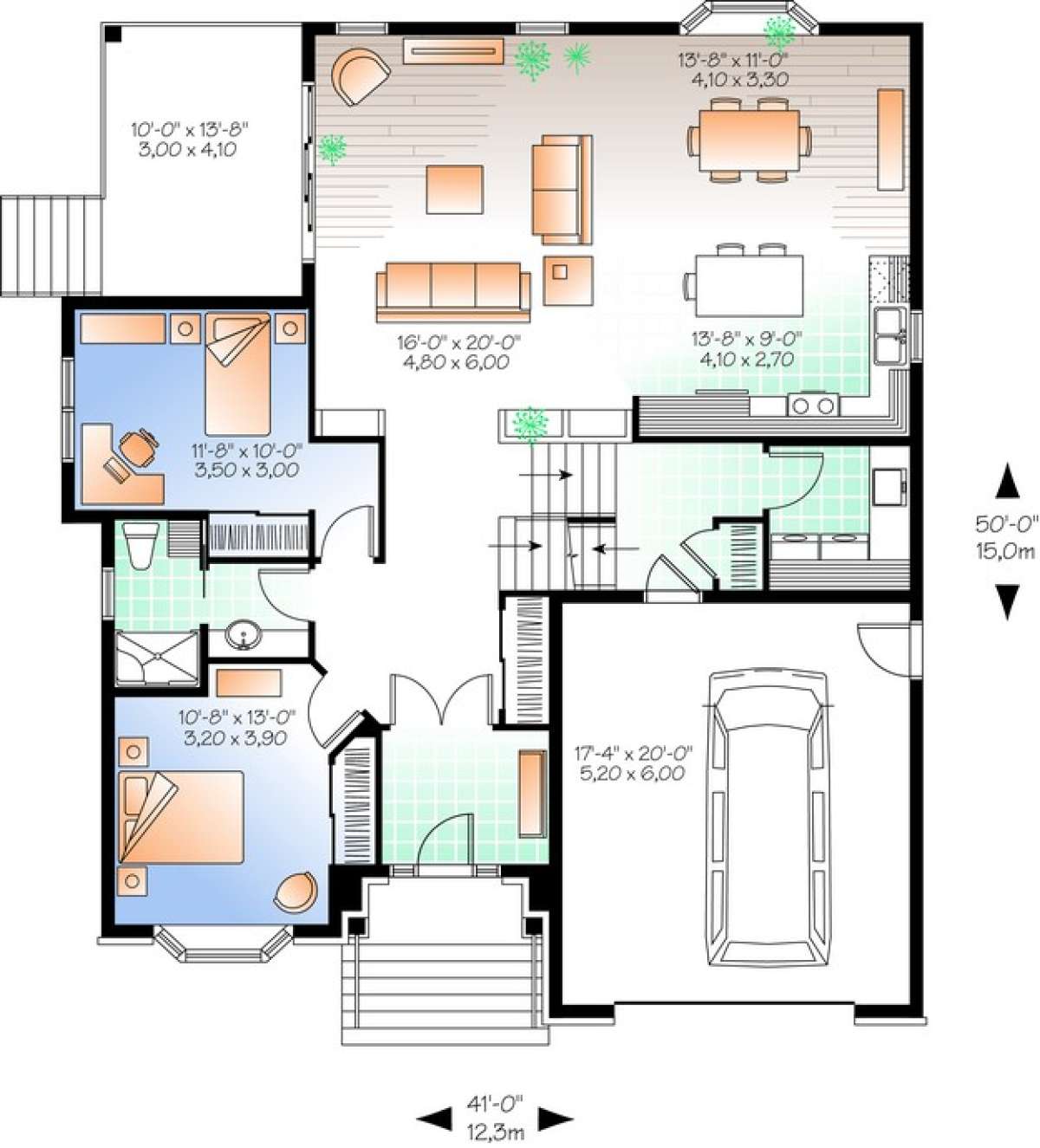 Floorplan 1 for House Plan #034-00986