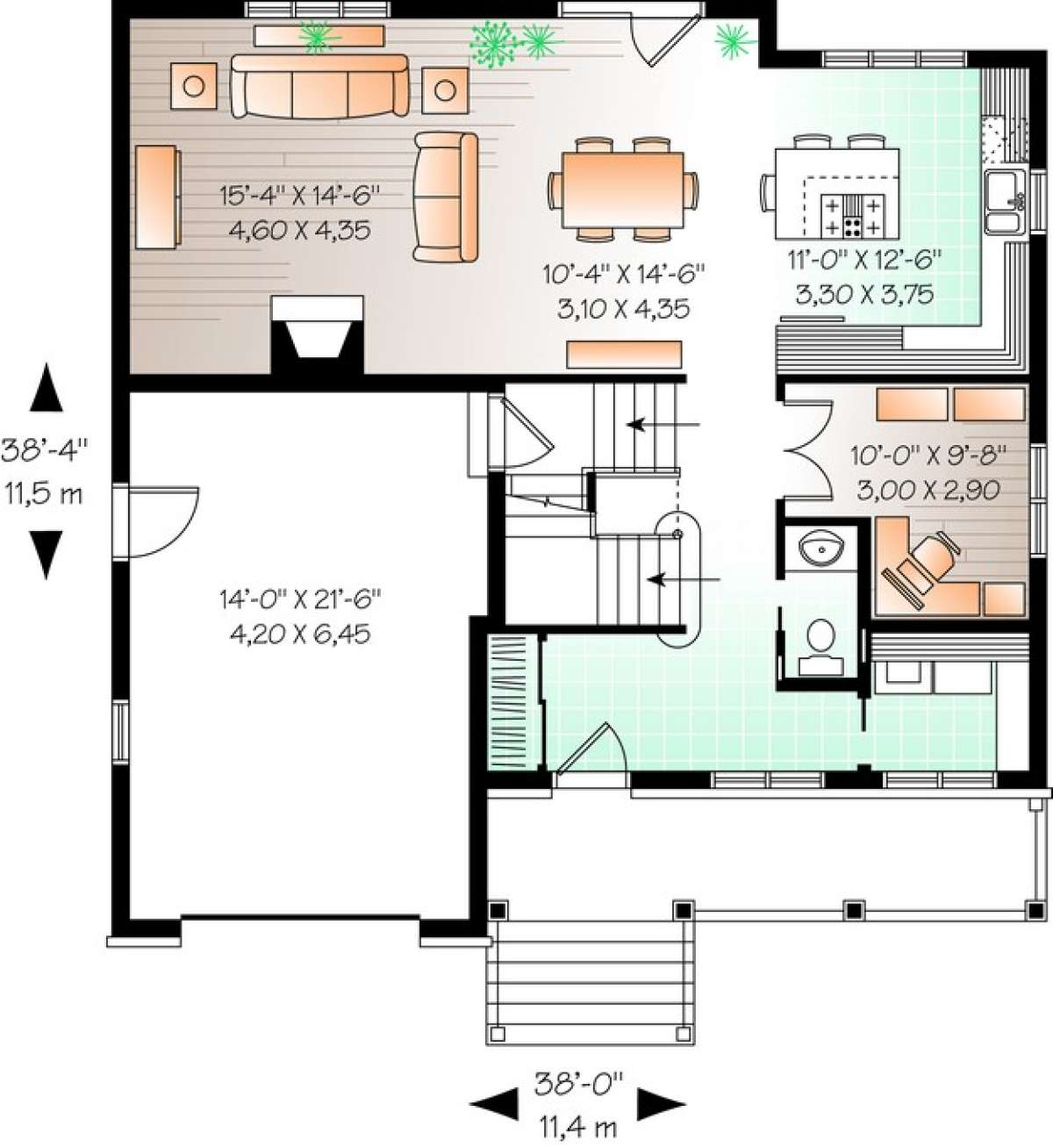 Floorplan 1 for House Plan #034-00987