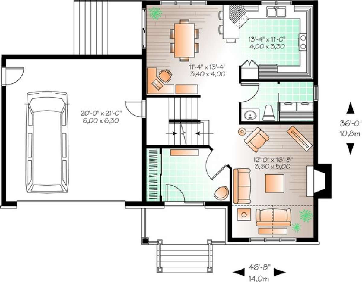 Floorplan 1 for House Plan #034-00988
