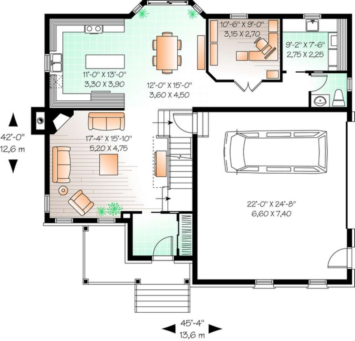 Floorplan 1 for House Plan #034-00989