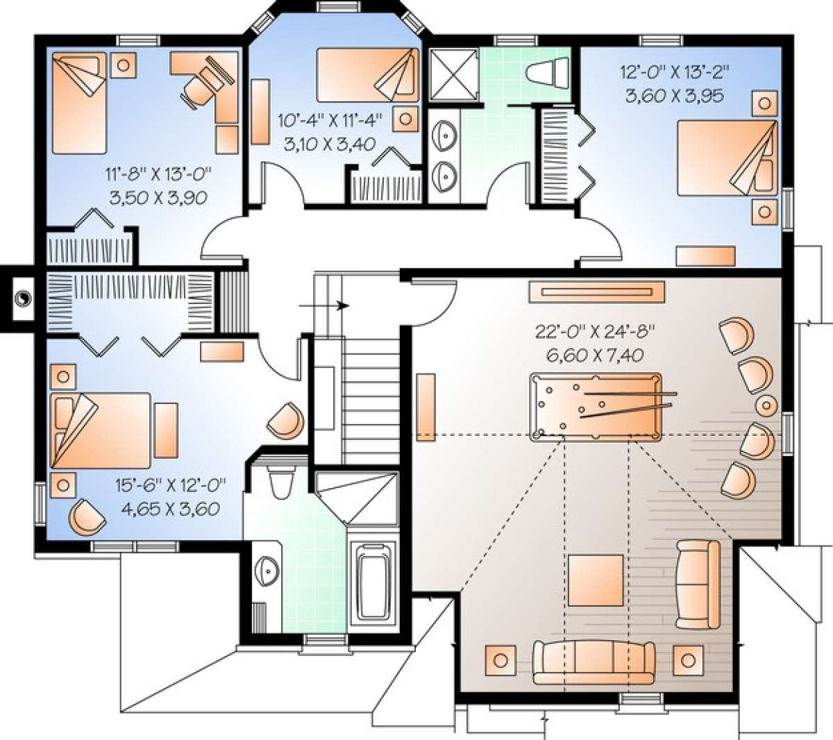 Floorplan 2 for House Plan #034-00989