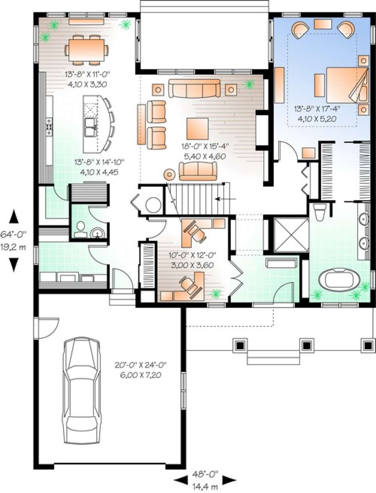 Floorplan 1 for House Plan #034-00993