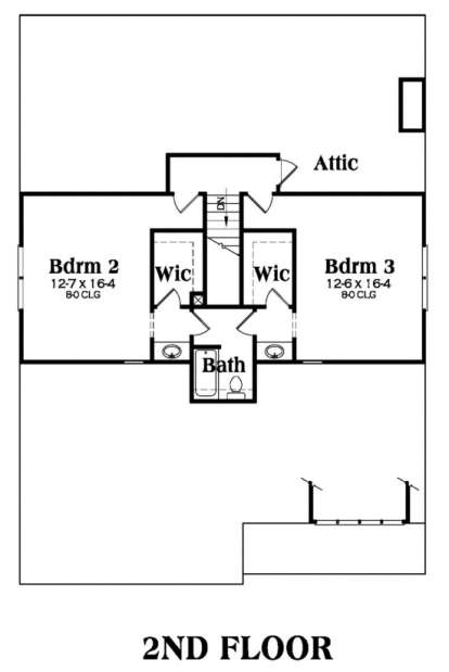 Second Floor for House Plan #009-00118