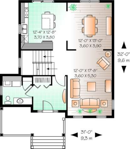 Floorplan 1 for House Plan #034-00995