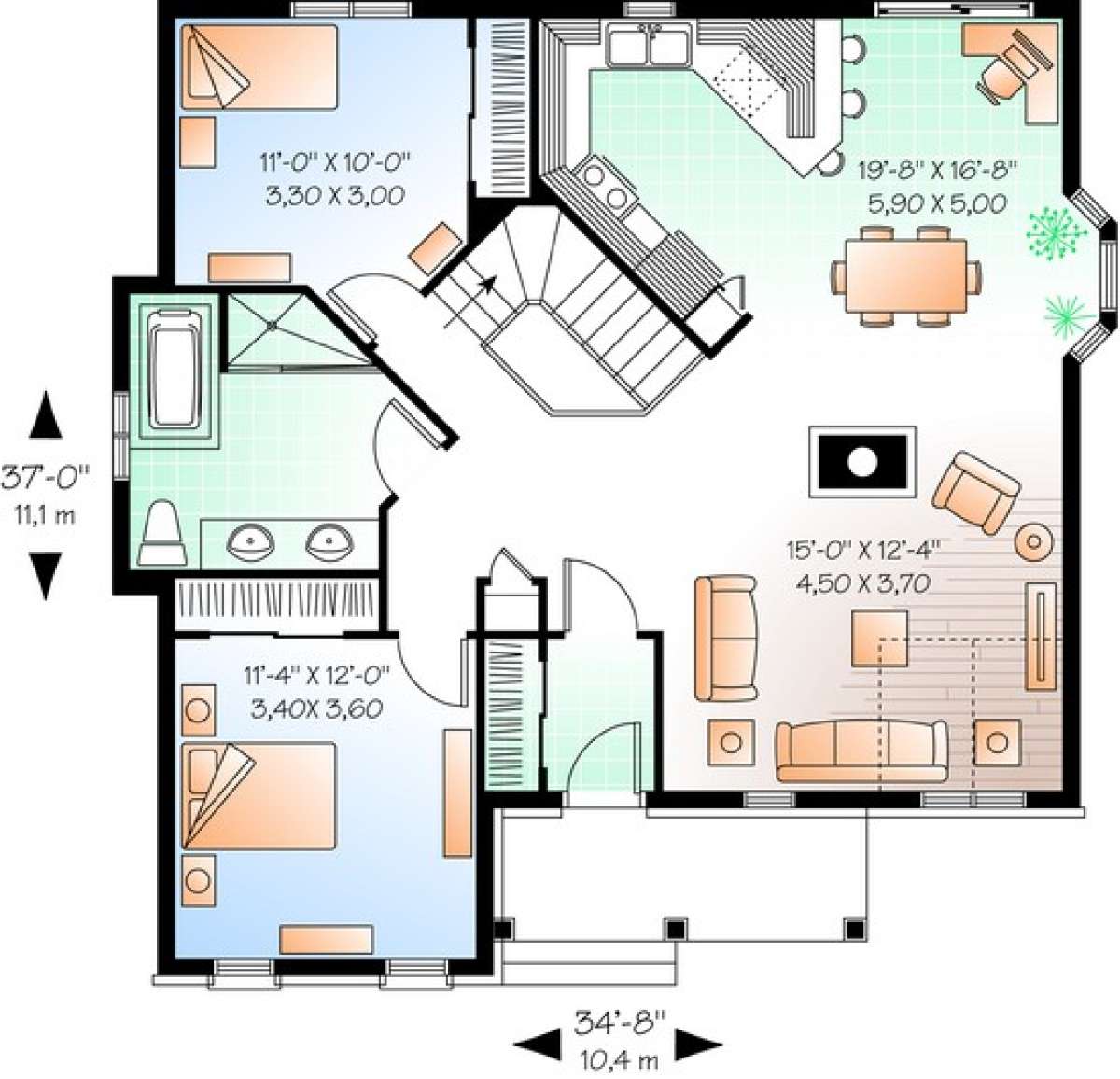 Main Floor for House Plan #034-01001