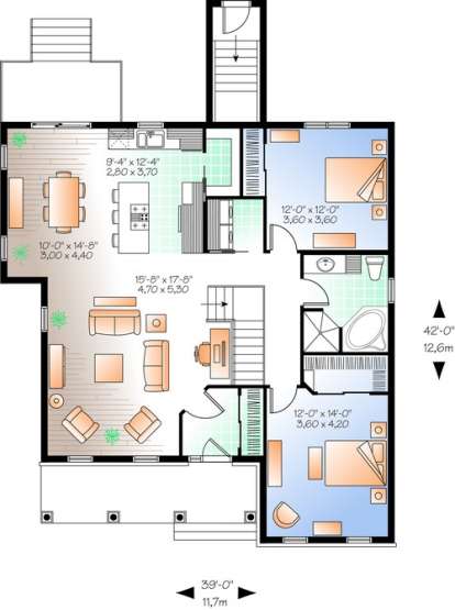 Floorplan 1 for House Plan #034-01005
