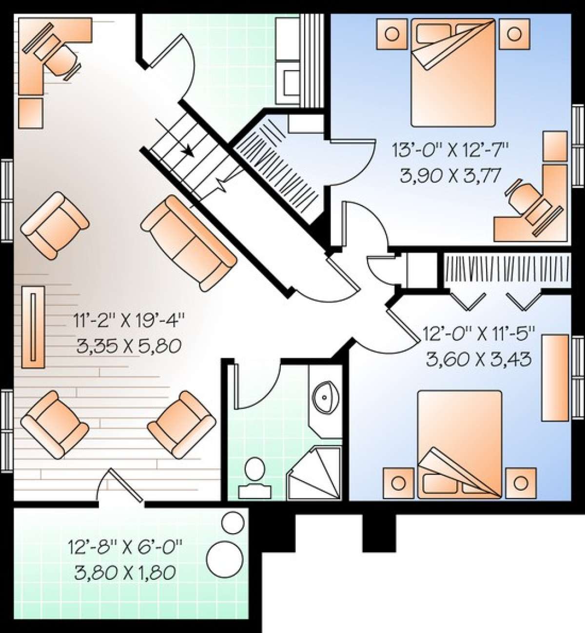 Basement Floor Plan for House Plan #034-01006
