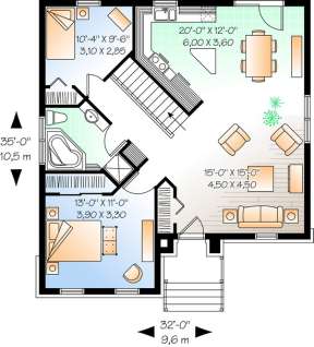Main Level Floor Plan for House Plan #034-01006
