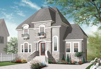 European House Plan #034-01009 Elevation Photo