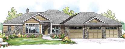 Ranch House Plan #035-00577 Elevation Photo
