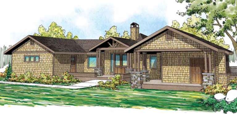 Ranch House Plan #035-00582 Elevation Photo