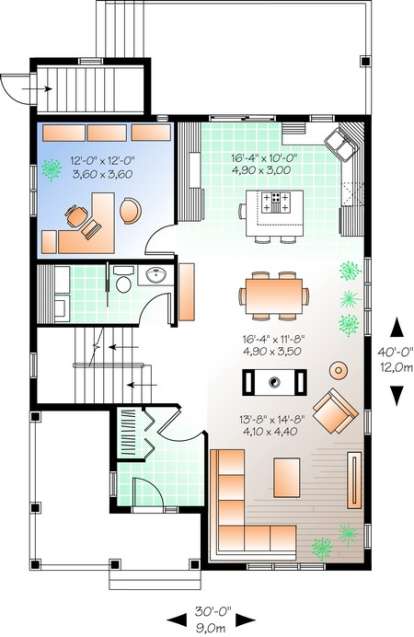 Floorplan 1 for House Plan #034-01012
