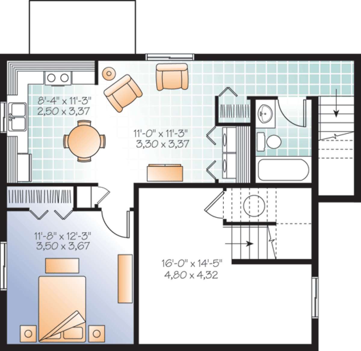 Basement Floor Plan for House Plan #034-01014