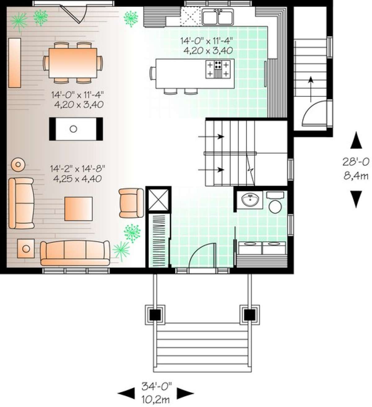 Main Level Floor Plan for House Plan #034-01014