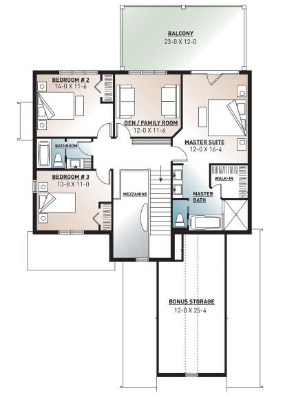 Second Floor for House Plan #034-01030