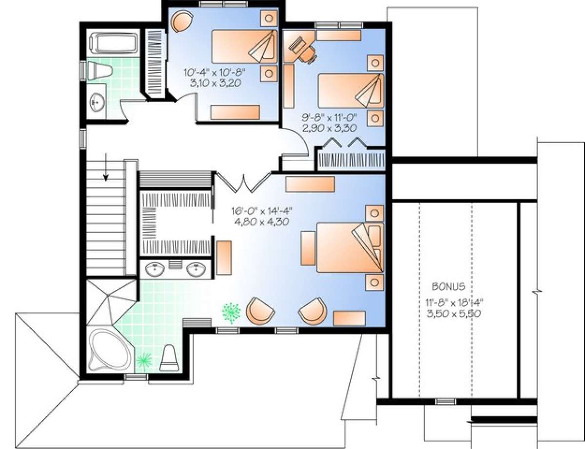 Floorplan 2 for House Plan #034-01031