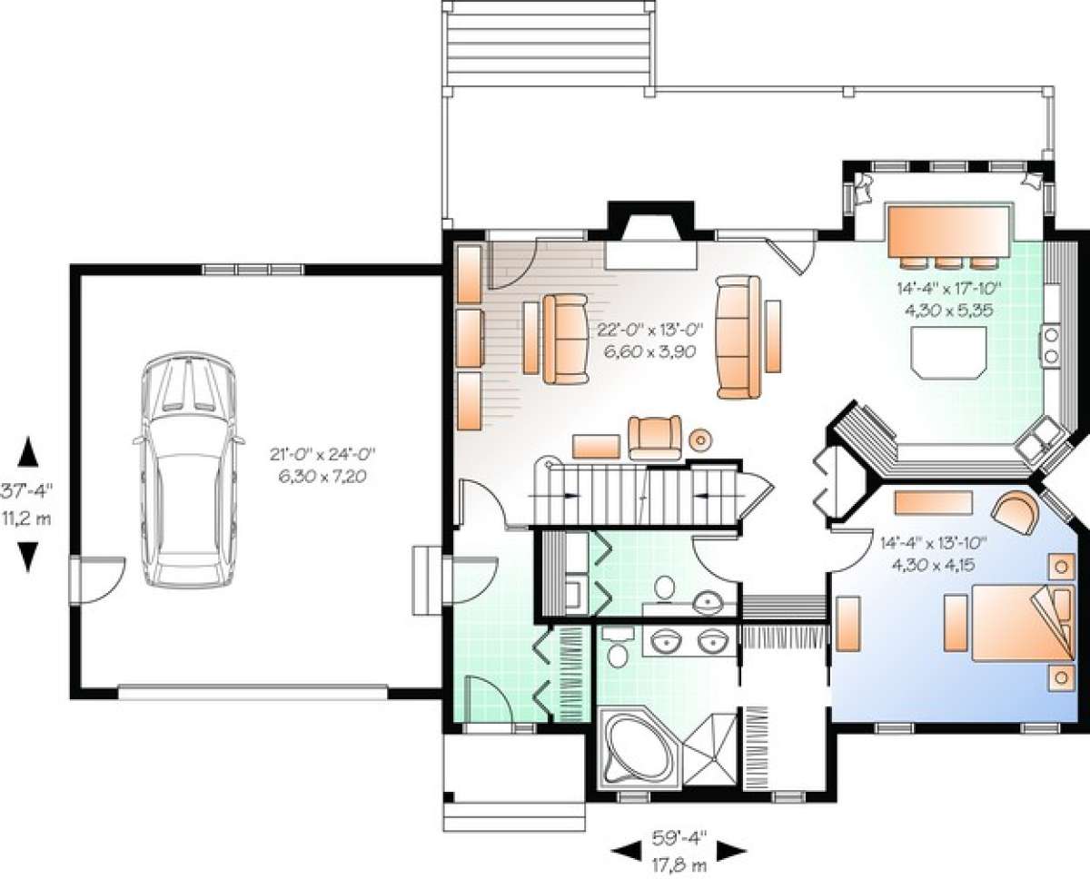 Floorplan 1 for House Plan #034-01039