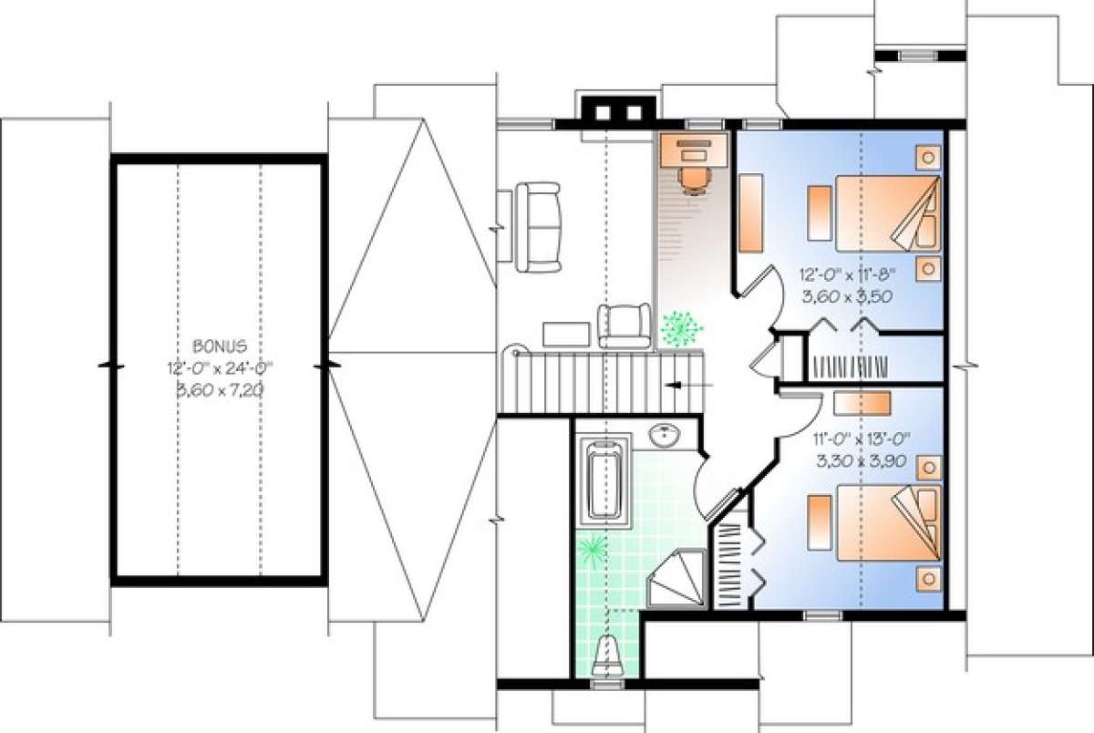 Floorplan 2 for House Plan #034-01039