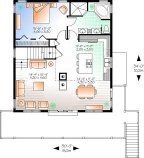 Main Level Floor Plan for House Plan #034-01043