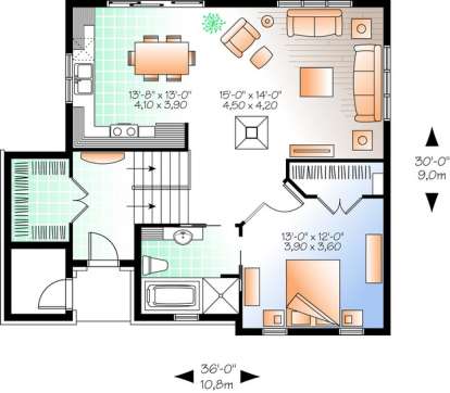 Floorplan 2 for House Plan #034-01047
