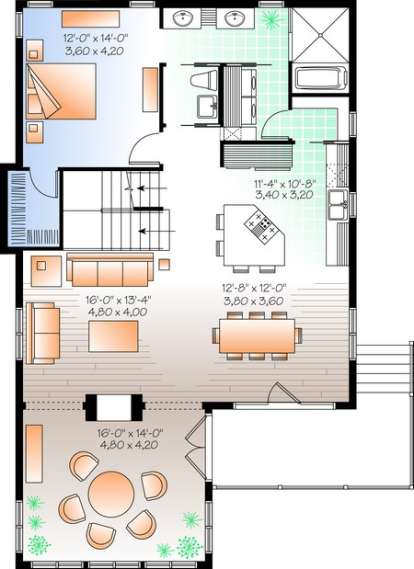 Main Level Floor Plan for House Plan #034-01050