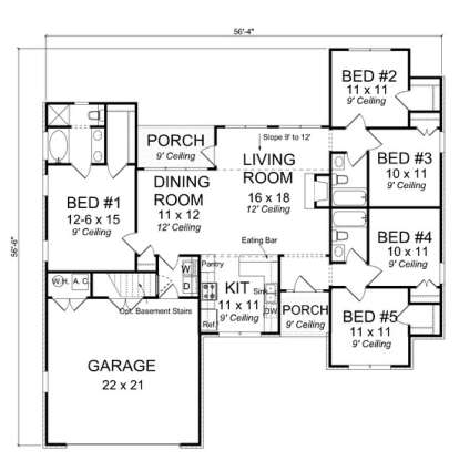 Floorplan 1 for House Plan #4848-00001
