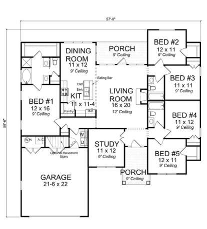 Floorplan 1 for House Plan #4848-00003
