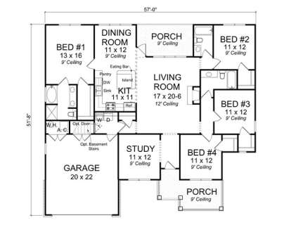 Floorplan 1 for House Plan #4848-00005