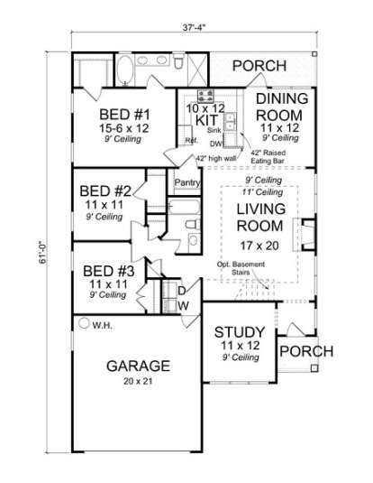 Floorplan 1 for House Plan #4848-00006