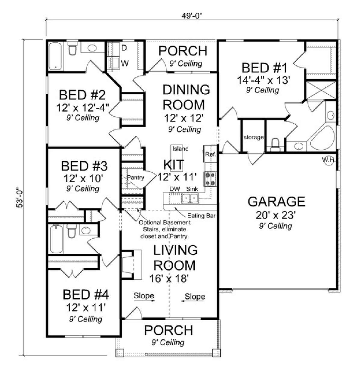 Floorplan 1 for House Plan #4848-00014