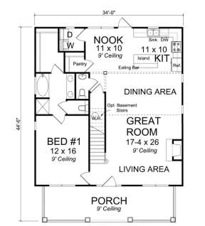 Floorplan 1 for House Plan #4848-00015