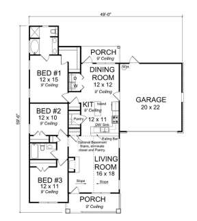 Floorplan 1 for House Plan #4848-00019