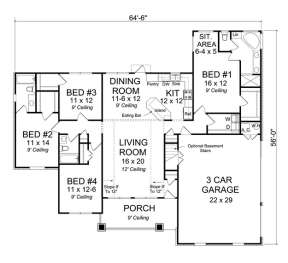 Floorplan 1 for House Plan #4848-00028