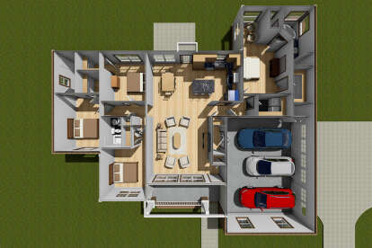 Overhead First Floor for House Plan #4848-00028