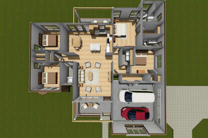 Overhead First Floor for House Plan #4848-00029