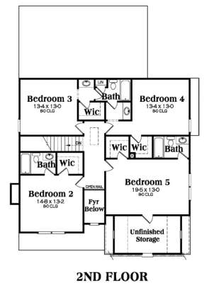 Second Floor for House Plan #009-00119