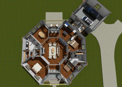 Overhead First Floor for House Plan #4848-00032