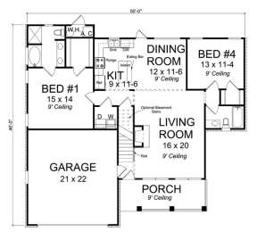 Floorplan 1 for House Plan #4848-00034