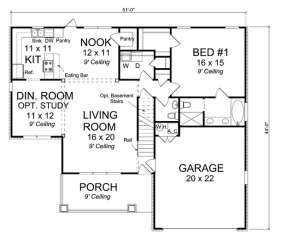 Floorplan 1 for House Plan #4848-00036