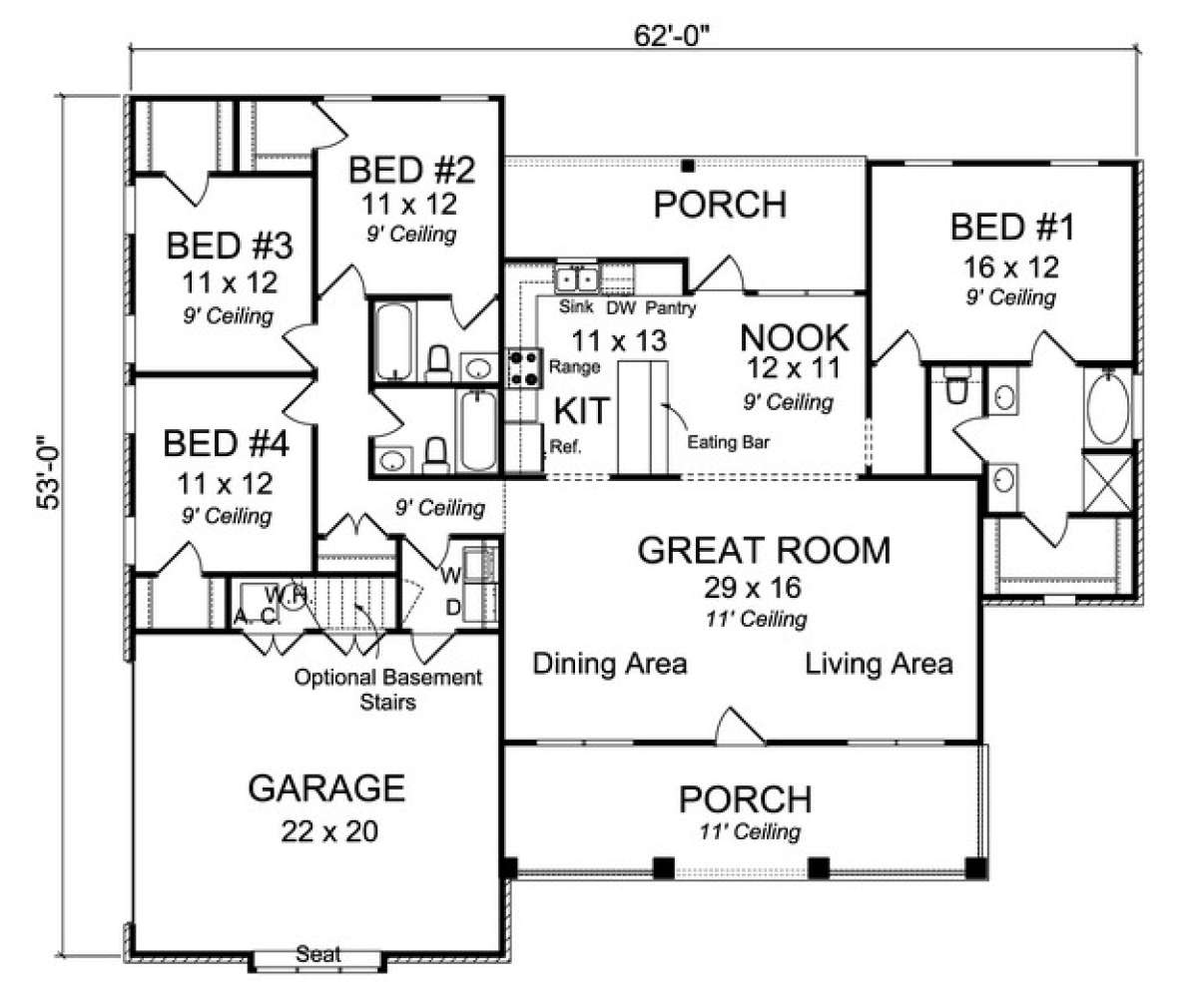 Floorplan 1 for House Plan #4848-00044