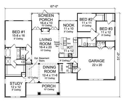 Floorplan 1 for House Plan #4848-00048