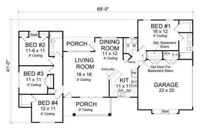 Floorplan 1 for House Plan #4848-00051