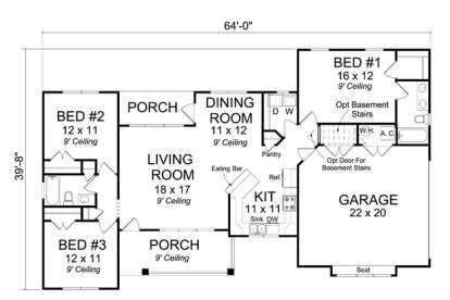 Floorplan1 for House Plan #4848-00052