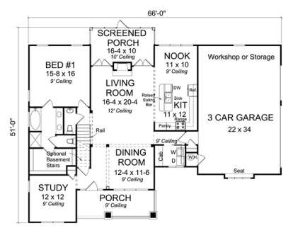 Floorplan 1 for House Plan #4848-00055