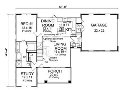 Floorplan 1 for House Plan #4848-00057